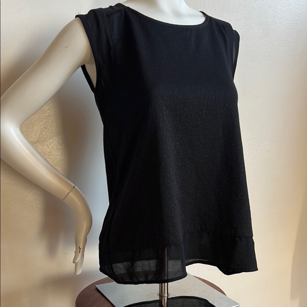 Spense Black Sleeveless Blouse womens small sheer blouse